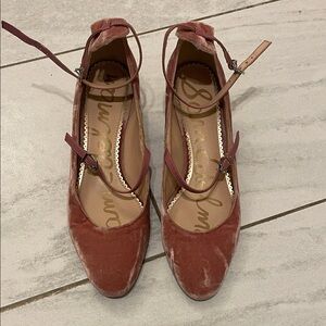 Sam Edelman pink Velvet Ankle Strap Shoes
